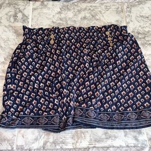 Maurices High Waist Blue and Pink Skirt with Elastic Waistband